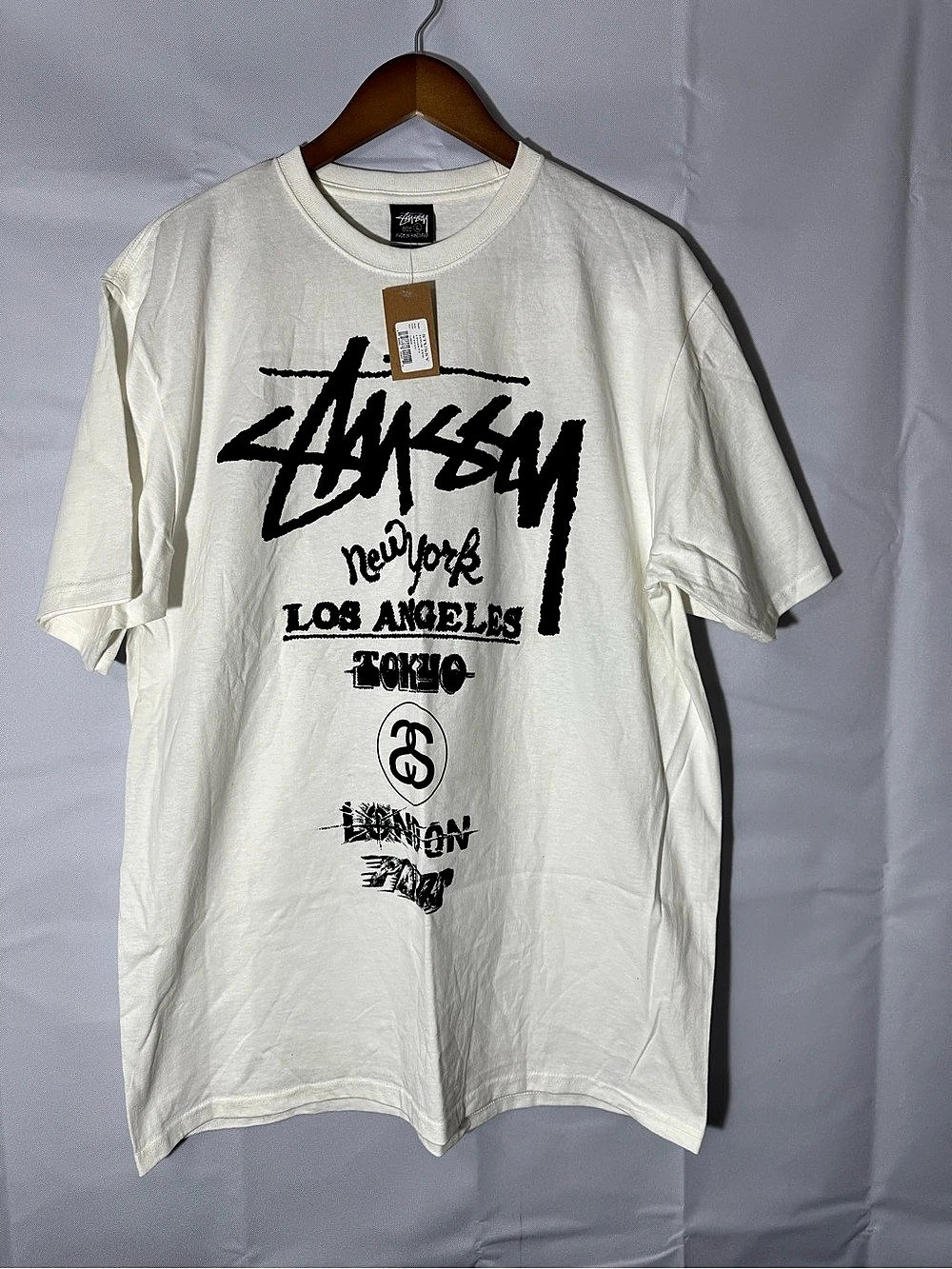 Stussy World Tour Tee Graphic Tee White & Black Large